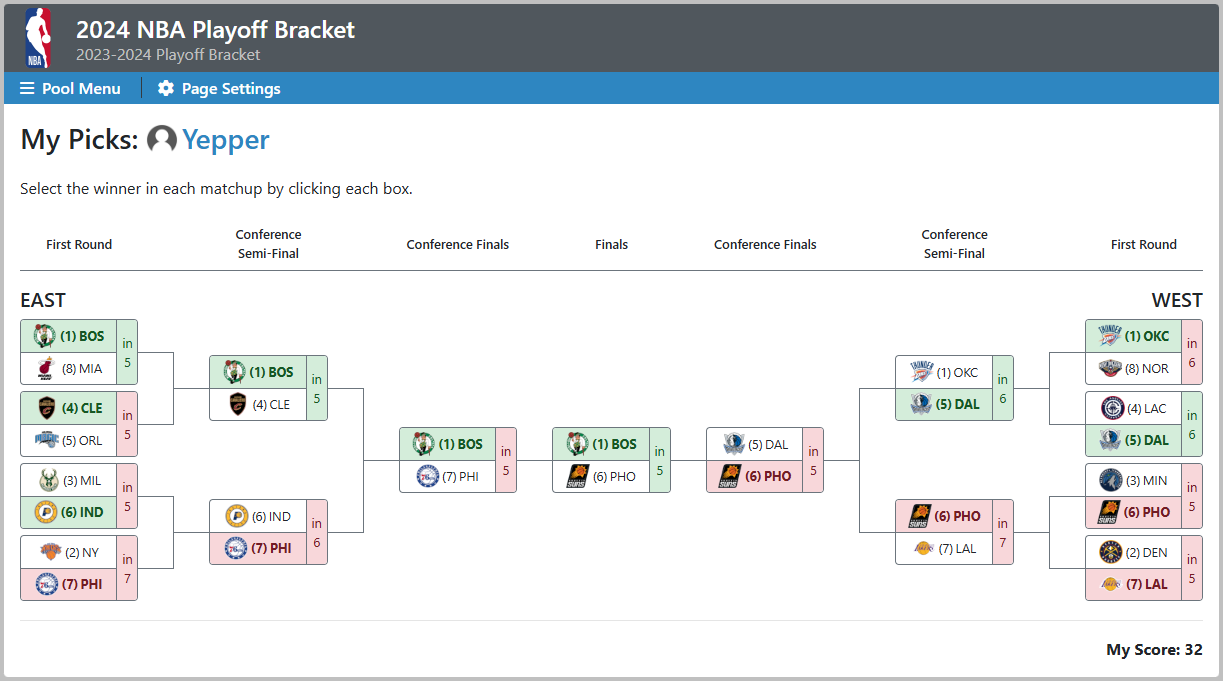 Bracket Pool Pick Sheet