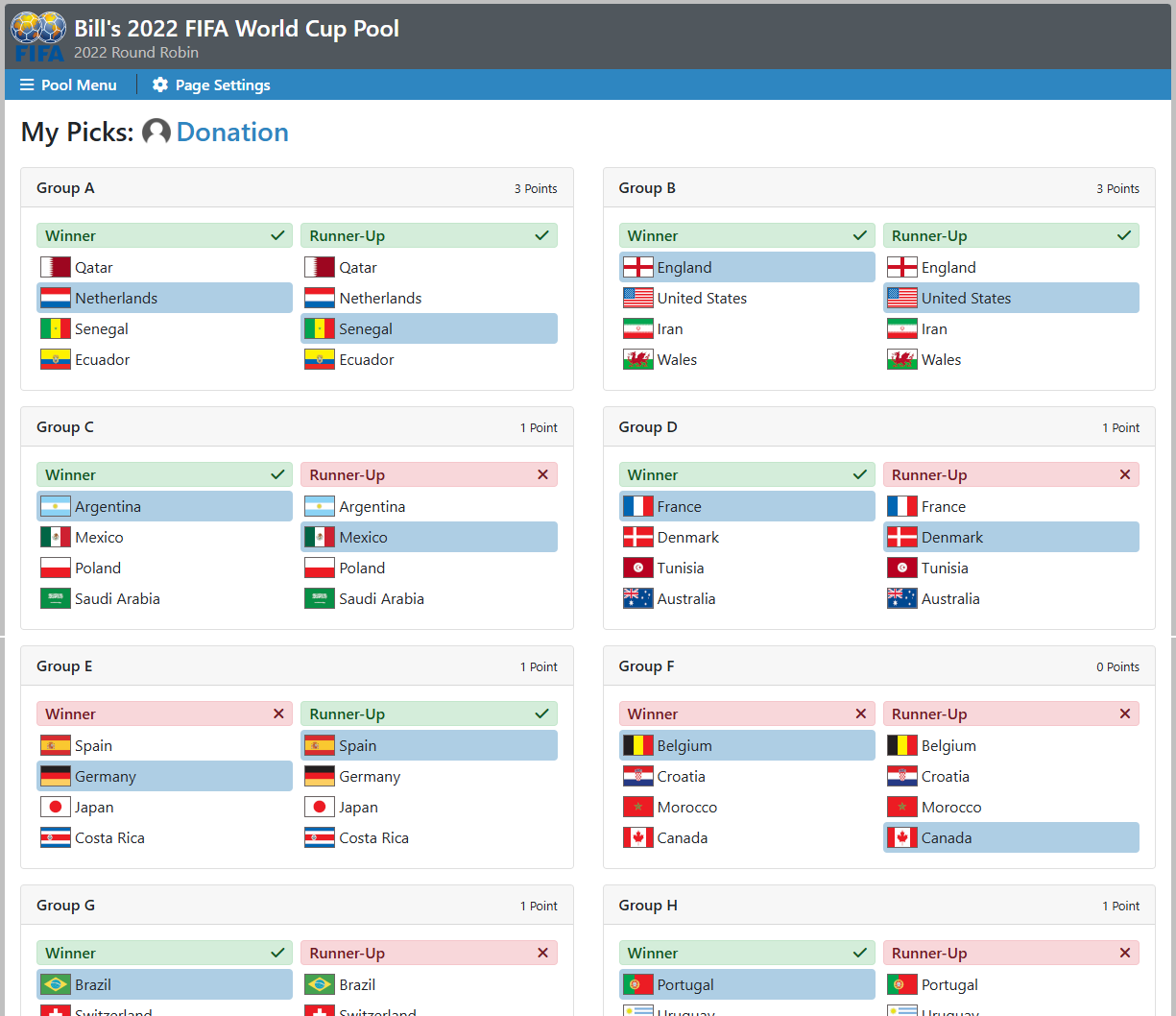 Round Robin Pool Pick Sheet